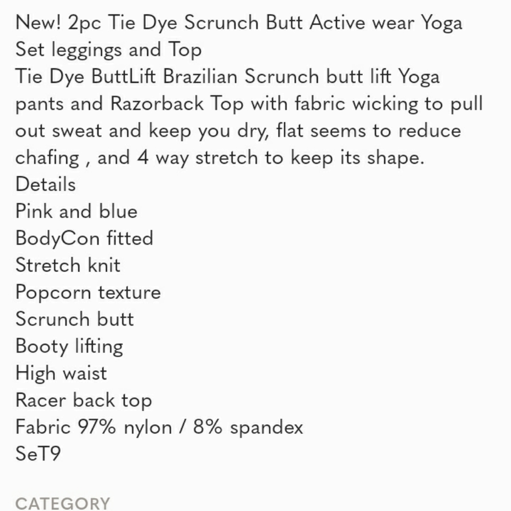 2PC Work Out Leggings and Top Size M - Picture 2 of 3